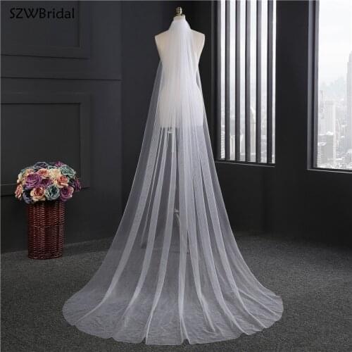 Free shipping cheap Real Photos 3M or 2M White/Ivory Wedding Veil One-layer long Bridal Veil Head Veil Wedding Accessories 2021
