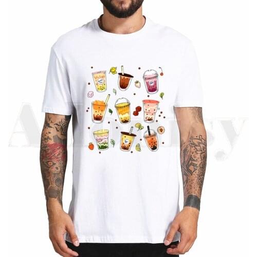Bubble Tea Cute Cartoon Fashion Kawaii Graphic Tshirt Hip Hop Girl Print Top Tees Harajuku Tshirts Fashion Summer T-shirt