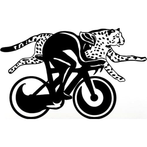 Racing African Cheetah and Bike Stickers High Quality Car Decoration Personality Pvc Waterproof Decals Black/white, 20cm*12cm