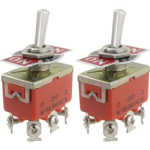 GTBL 2 Pcs AC 250V 15A Amps ON/OFF/ON 3 Position DPDT Toggle Switch