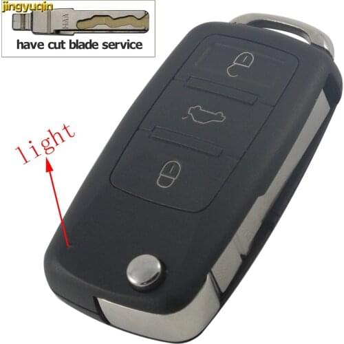 Jingyuqin 4 Buttons Remote Flip Car Key Shell Cover for VW Volkswagen Touareg DKT0042 FOB Car Key Case Styling