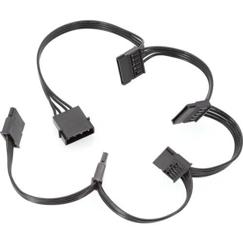 1PCS PZ 4Pin 18AWG Hard Drive IDE Molex Cable To 5 Ports 15Pin SATA Power Cord Lead HDD SSD PC Server DIY HOT Computer Cables