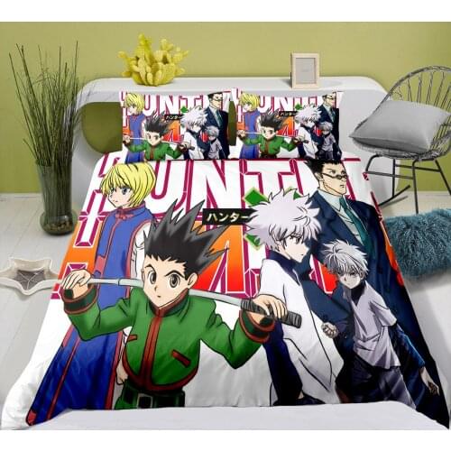 3D Print Anime Hunter X Hunter Bedding Set Hisoka Killua Zoldyck Character Cartoon Duvet Cover Set 2/3 Pcs Gift For Kids Boys