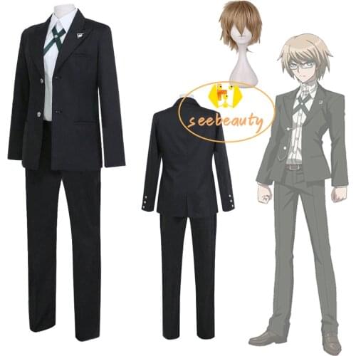Danganronpa Byakuya Togami Suit Cosplay Costume Brown Wig Dangan Ronpa Uniform Jacket Shirt Pants Halloween Carnival Outfit