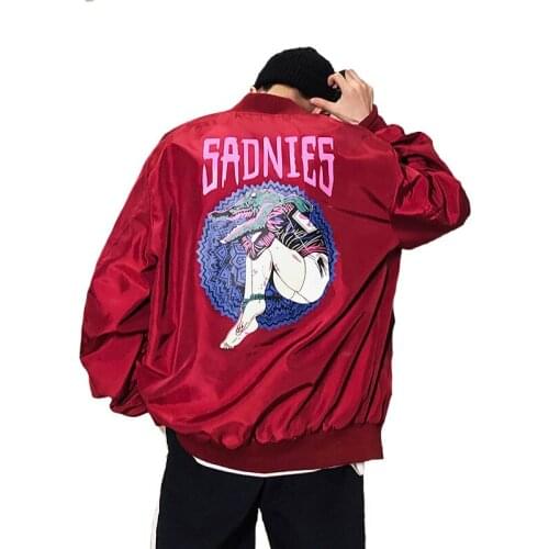 Spring Japanese Tide Brand personalized Print Beauty beast pilot Bomber jackets Men Women Graffiti Baseball Coats