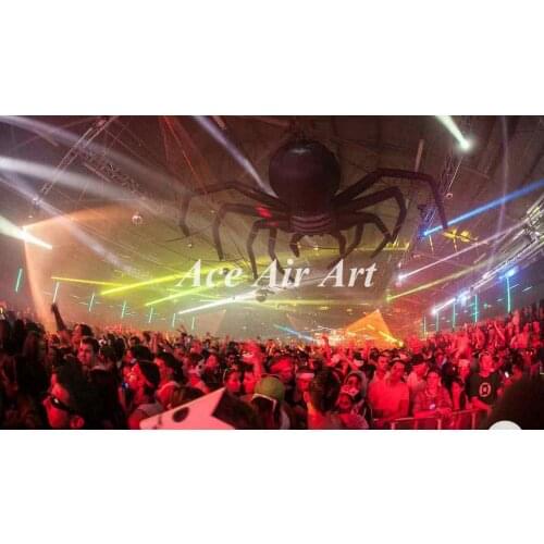 Fashion giant inflatable Halloween hanging decoration black inflatable spider in the air for party and events