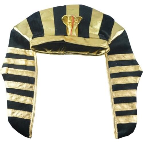 85LB Novelty Funny Golden Black Egyptian Pharaoh King Hat Snake Head Vintage Cap Fancy Dress Party Cosplay Stage Performance