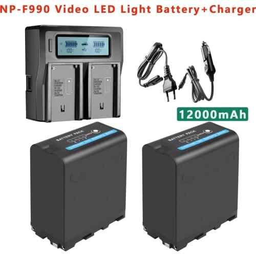 New 12000mAh NP-F990 NP-F970 Rechargeable Lithium-ion Battery Pack For NP-F550 F750 F970 F960 LED Video Light Lamp Battery