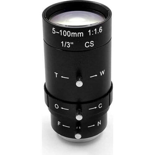 F1.6 5-100mm Manual Iris Manual Zoom Varifocal lens CS Mount lens CCTV lens for surveillance USB IP Cameras