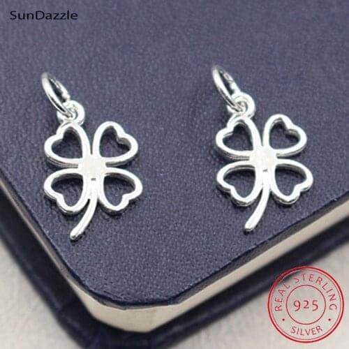 Genuine Real Pure Solid 925 Sterling Silver Pendant Flower Plant Leaf Suspension DIY Jewelry Making Findings Charms