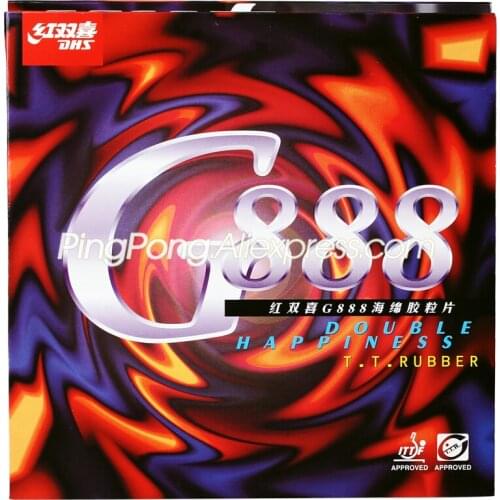 DHS G888 Table Tennis Rubber (Sticky Backhand, Spin & Speed) Pips-in Original DHS G888 Ping Pong Sponge