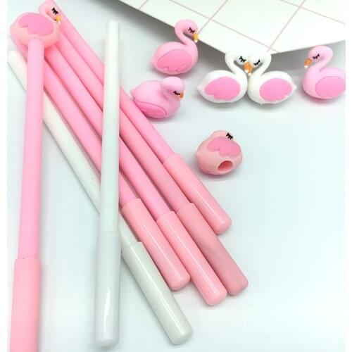 50 PCS Cartoon Pink Flamingos Modeling 0.38mm Neutral Pen Student Learning Office Black Signature Wholesale Canetas School