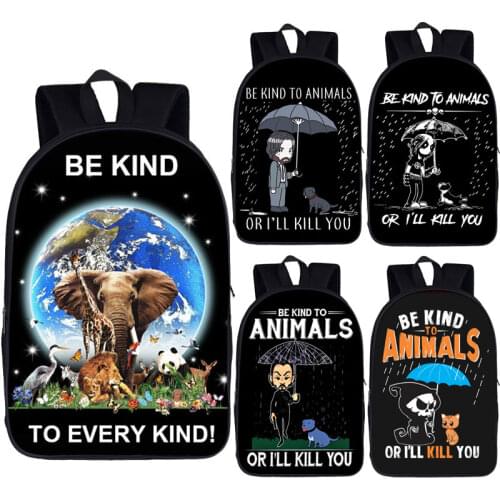 Be Kind To Animals Backpack Women Men Travel Bag Children School Bags for Teenager Large capacity Laptop Back Pack Bookbag