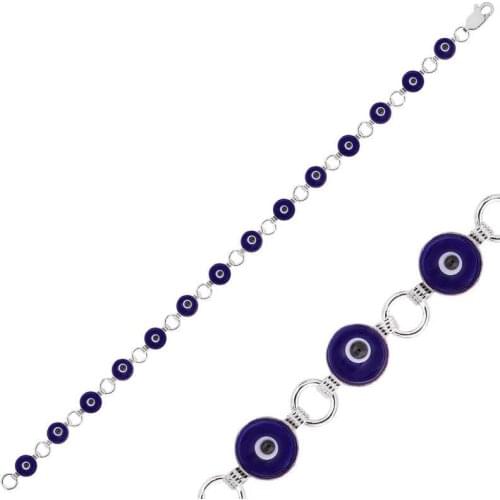 Silver Round Evil eye Wristband for Women , Stylish, Aesthetic and Flashy, Bracelet Types for Women