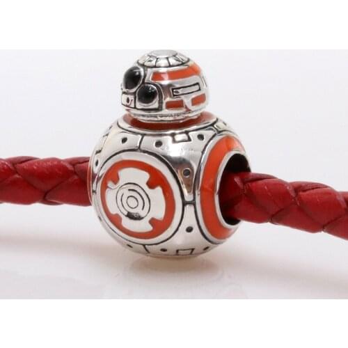 925 Sterling Silver Star Joint War BB-8 Rotating Robot Charm Fit Original Bracelet Necklace DIY Jewelry