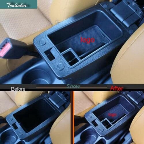 Tonlinker Cover Case Stickers for Nissan KICKS 2016-17 Car Styling 1 PCS ABS plastic Armrest box storage box with silicone pad