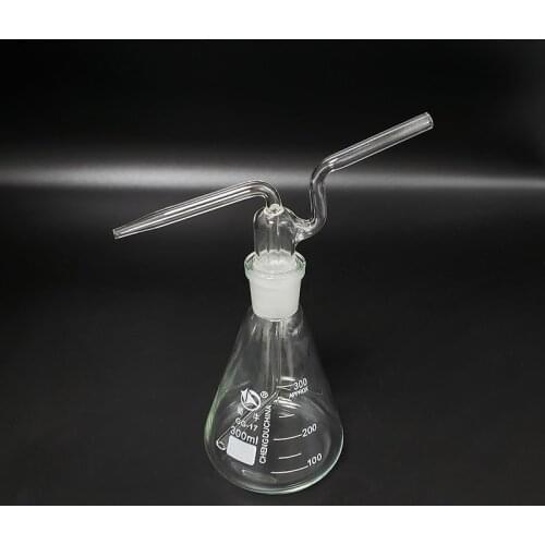 Triangle gas washing bottle ,Capacity 300ml,Conical Ground mouth flat flush flask,Gas wash bottle with tick ​​mark,Shisha hookah