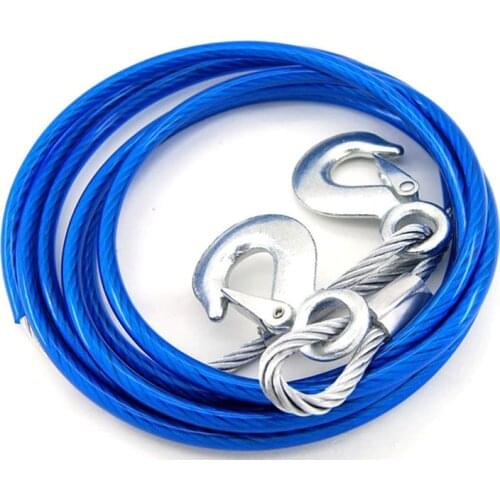 Heavy Duty Tow Ropes 4M 5 Tons Wire Cable High Strength Hook Steel Wire Trailer Car Emergency Towing Rope outdoor rescue tool