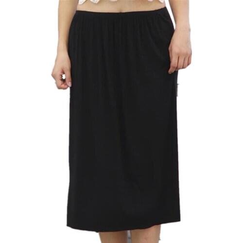 Half Slip Skirt Black Underskirt Petticoat Evening Party Woman Skirts Solid Soft Intimate Bottom Underdress Slip Sexy Femme Jupe