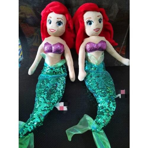 18" Plush Little Mermaid party decorations with Spangle Red Hair 7 years old Mermaid tails for girls10PCS/Lot