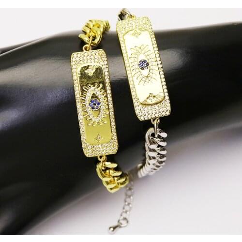 10 Pieces Flat chain Bracelet Fashion Eyes shape charms Bracelet Punk hip pop jewelry Bracelet 7351
