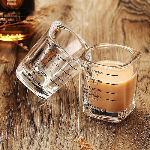 SHXING 60ml Square Thickened Glass Ounce Cup Ounce Cup Graduated Measuring Cup Concentrated Cup Espresso Coffee Cup