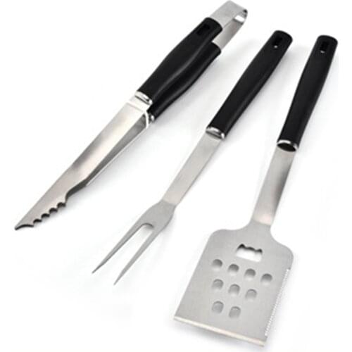 3pcs BBQ Grill Stainless Steel Tool Set Accessories Grilling Kit Camping Kitchen Barbecue BBQ Spatula Fork Clip Utensil TS2