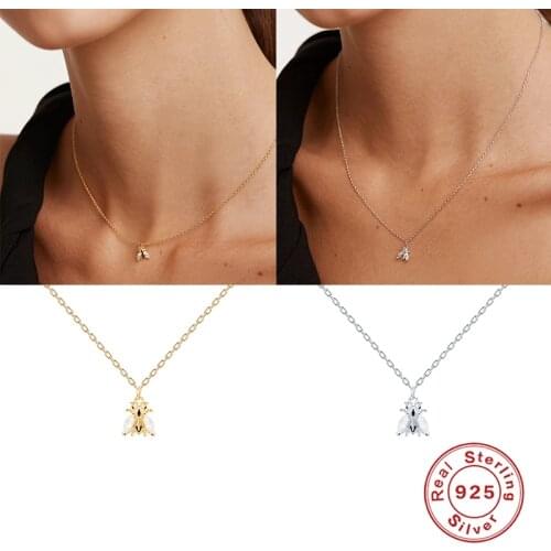Aide 925 Sterling Silver Lovely Animal Bee Pendants Necklace for Women Fine Jewelry Charm Clavicle Chain Collares Party Gift