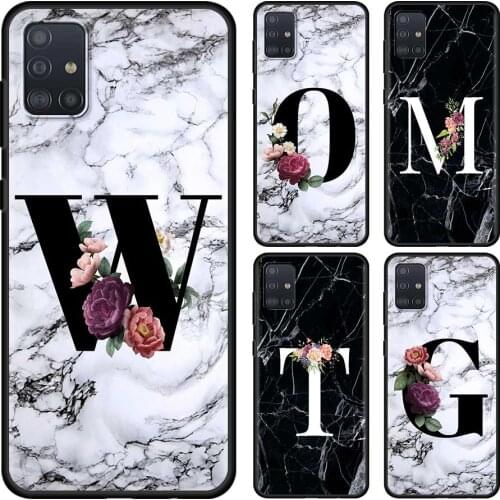 Letters Flower English Marble Case for Samsung Galaxy A51 A71 A21s A12 A31 A41 A32 A02s A11 A72 A52 A42 5G A01 A91 A21 EU Cover