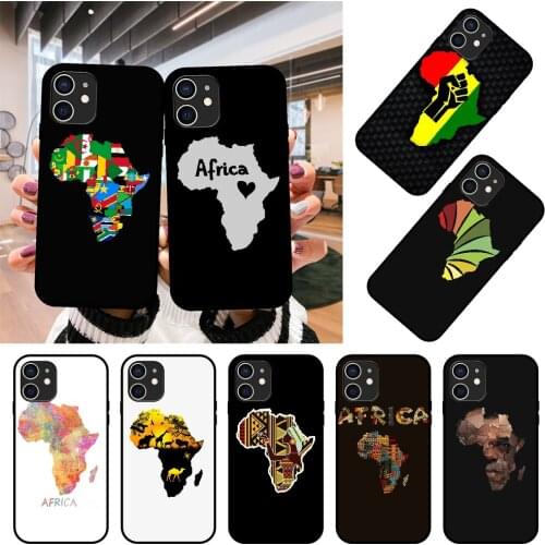 Phone Case For Apple IPhone 12 Mini 11 Pro XS MAX 7 8 6S X XR Plus 2020 Black Cover Shell Fashion Etui Tpu Africa Map Contour