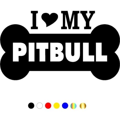CS-10657# Vinyl Decal I Love My Pitbull Dog With Bone Car Sticker Waterproof Auto Decors on Truck Bumper Rear Window