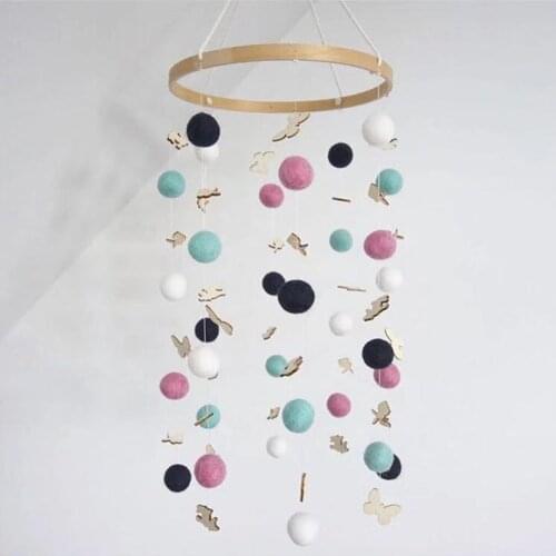 Baby Toys DIY Rattles Colorful Balls Bed Bell Rotating Crib Mobiles Holder Arm Bracket Music Box Mom Handmade Wind Chime Kid Toy