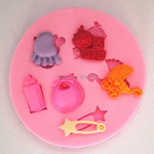 Fm016Baby bottles Silicone Mold Chocolate Fondant Mold Cake Decoration