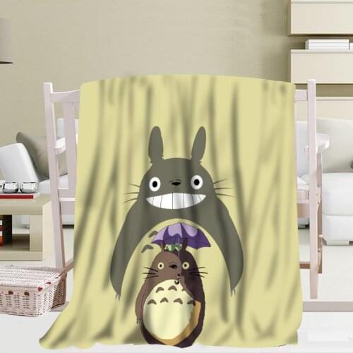 Custom My Neighbor Totoro blanket Flannel Fabric 56x80inch 50X60inch 40X50inch Sofa Bed Throw Blanket Kid Adult Warm Blanket