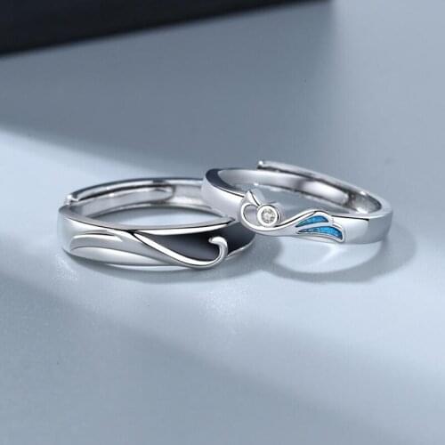 KOFSAC New Romantic Open Size Rings For Women Men Simple Design Silver Color Phoenix Lovers Ring Party Jewelry Engagement Gifts