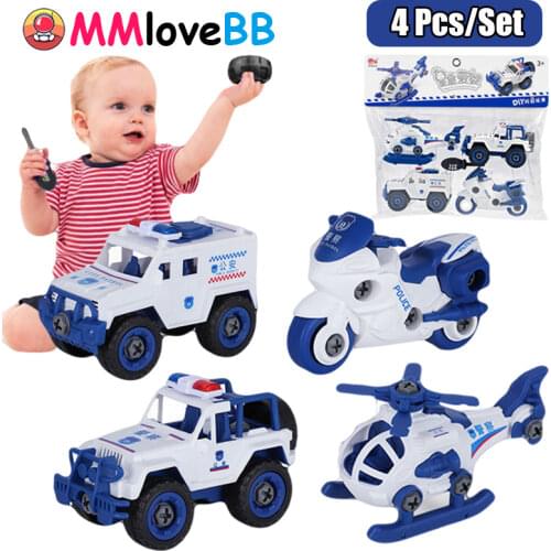 DIY Disassembly Engineering Car Building Block Educational Children Puzzle Toys For Kids Nut Assembly Vehicle Excavator Boys Toy
