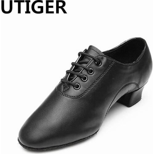 Modern Children boys Mens Ballroom Latin Tango Dance Shoes man Salsa heeled black dancing shoes Big Size 25-45 Top WD038