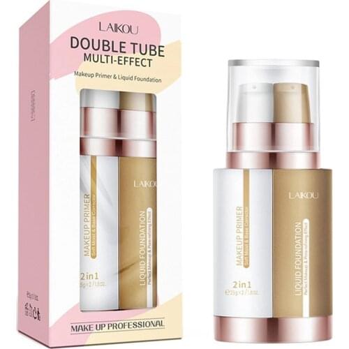 LAIKOU Double Tube Liquid Foundation BB Cream Concealer Moisturizer Whitening Waterproof Liquid Foundation Makeup Based