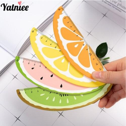Yatniee 1pcs Cute Cartoon Fruit Ruler Student 15cm Wooden Ruler Drafting Rules School Supplies Mathematics