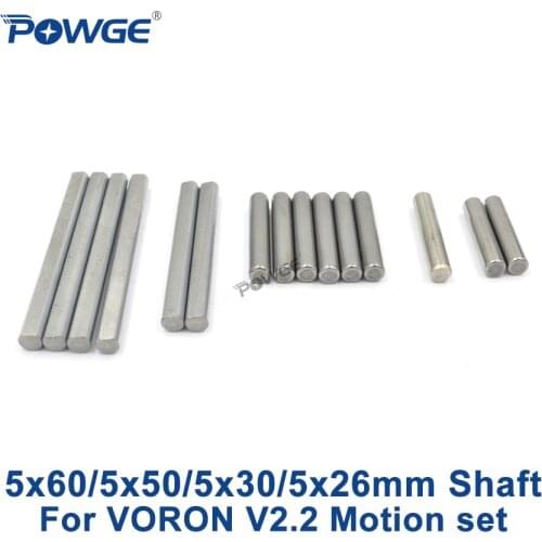 POWGE VORON V2.2 Motion linear shaft Set Grind Flat Round Length 26/30/50/60mm Diameter 5mm Steel Rod Chrome Plated Liner