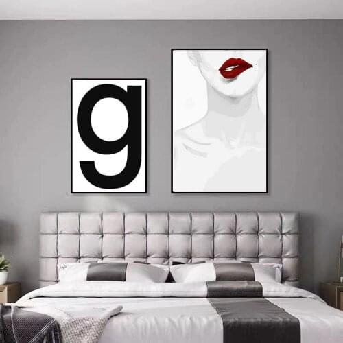 Nordic Minimalist Living Room Wall Painting Bedroom Dining Room Mural Character Beauty Red Lips Decorative Painting