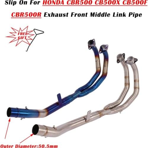 Motorcycle Exhaust Escape Modified Front Middle Tube Link Pipe Without Muffler Slip On For Honda CBR500 CB500X CB500F CBR500R