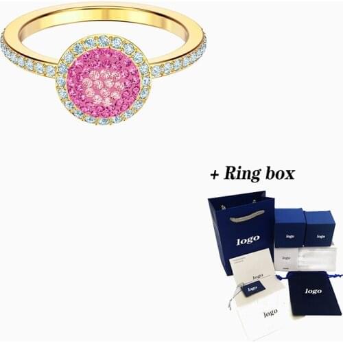 Fashion Jewelry SWA New NO REGRETS RING Gold Fresh Round Outline Pattern Crystal Female Engagement Ring Elegant Romantic Gift
