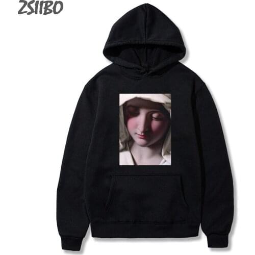 Mens Hoodies Virgin Mary Michelangelo Funny Printed Unisex Sweatshirt mans Hoodies Male Hip Hop Hooded Tops Casual Streetwear