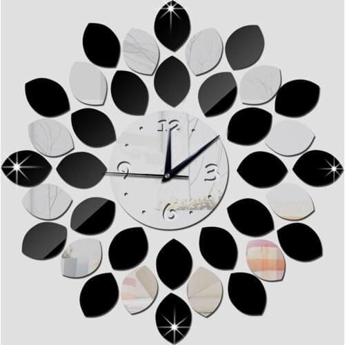 Sell like hot cakes metope adornment wall clock leaves 3 d fashion Sitting room bedroom Super Silent quartz clock Free Shipping