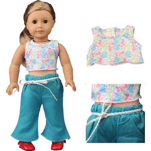 2021 New Pattern Clothes Three Piece Floral Flared Pants Suit Fit 18 Inch American&43cm Baby New Born Doll Clothes Accessories