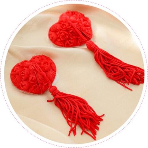 New Cute Self Adhesive Lingerie Tassel Heart Bra Nipple Cover Pasties Silicon Hotsell Popular New Retail paste milk bras Breast