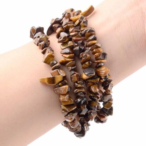 Wholesale 5mm-8mm Irregular Yellow Tiger Eye Gravel Beads Natural Stone Chips Beads For Jewelry Making 33inch/strand Perles