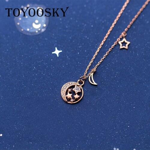 2019 s925 Sterling Silver Small Moon With Stars Charm Pendant Necklace Classical Girls Gift Contracted Jewelry