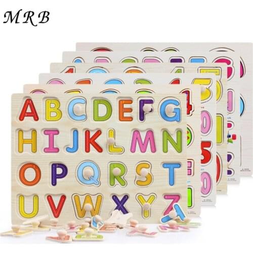 Baby Kid Early educational toys baby hand grasp wooden puzzle toy alphabet and digit learning education child wood jigsaw toy